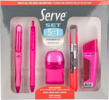 Serve Kırtasiye Seti 5li 0.7mm Pembe