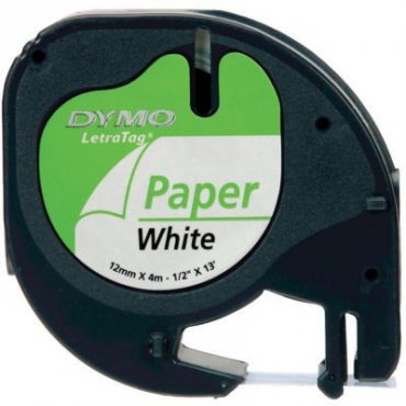 Dymo LetraTag Kağıt Şerit Beyaz 12mmx4m