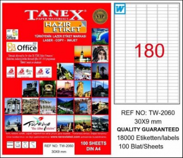Tanex Laser Etiket 30mmx9mm 2060