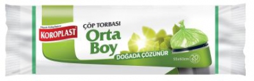 Koroplast Çöp Torbası 55x60cm Orta Boy Doğada Çözünür