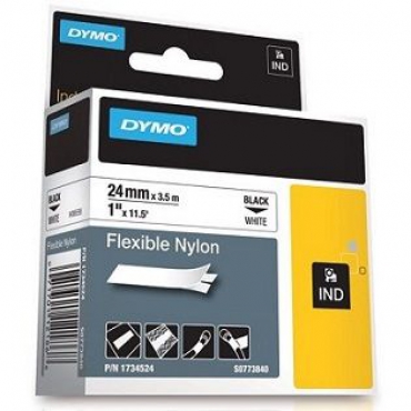 Dymo RhinoPro Esnek Naylon Şerit 24mmx3.5m Beyaz\/Siyah 1734524