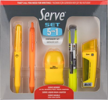 Serve Kırtasiye Seti 5li 0.7mm Sarı