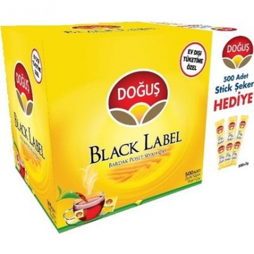 Doğuş Black Label Bardak Poşet Çay 500'lü Şeker Hediyeli