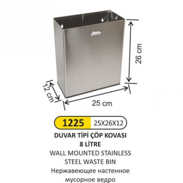 Arı Metal Duvar Tipi Çöp Kovası 8lt 1225