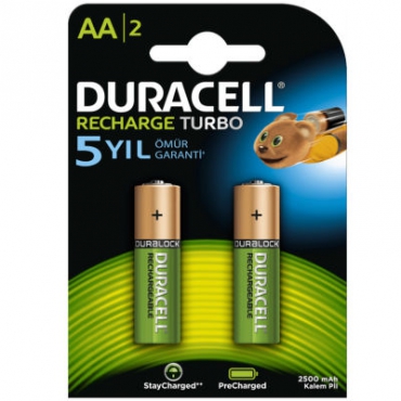 Duracell Şarj Edilebilir AA Kalem Pil 2li Paket 2500mAh