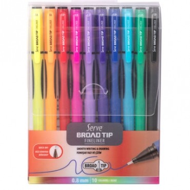 Serve Broad Tip Fineliner 08mm 10lu SV-BROADTF08P10KR