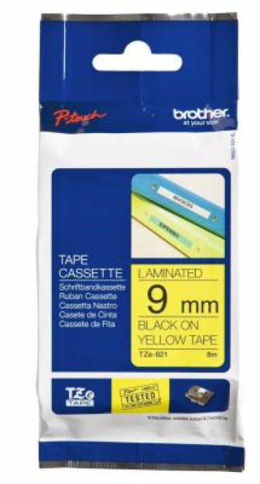 Brother P-Touch TZ-tape 9mm Sarı-Siyah Etiket 9TZE621