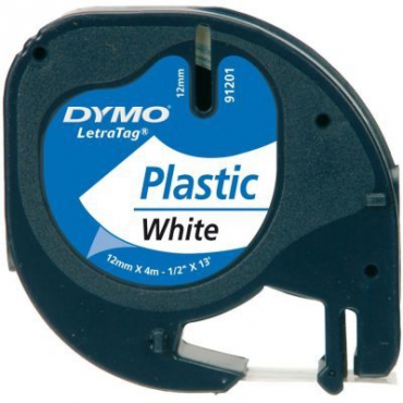 Dymo LetraTag Plastik Şerit Beyaz 12mmx4m