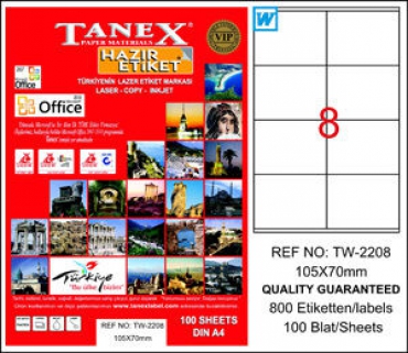 Tanex Laser Etiket 105mmx70mm TW-2208