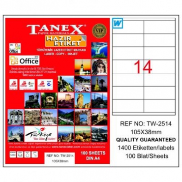 Tanex Etiket Laser 38x105 TW-2514