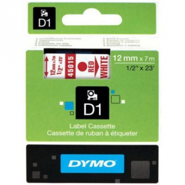 Dymo D1 12mmx7m Beyaz\/Kırmızı 45015