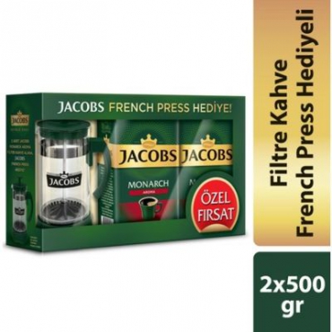 Jacobs Monarch Aroma Filtre Kahve 2x500gr French Press Hediyeli