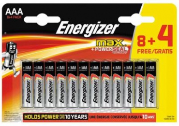 Energizer Alkaline Max Power 8+4 AAA İnce Pil