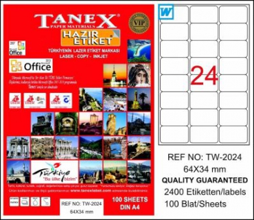 Tanex Laser Etiket 64mmx34mm TW-2024