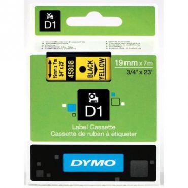 Dymo D1 Yedek Şerit 19mmx7m Sarı\/Siyah 45808