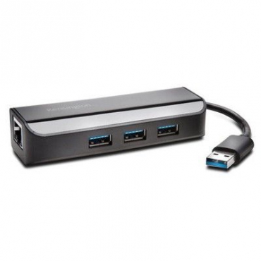 Kensington UA3000E USB 3.0 Eternet Adaptörü 3 Girişli Hub