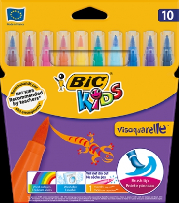 Bic Visa Fırça Uçlu Keçeli Boyama Kalemi 10lu