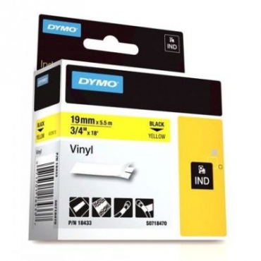 Dymo RhinoPro Renkli Vinil Şerit 19mmx5.5m Sarı\/Siyah 18433