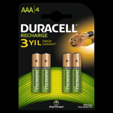 Duracell Şarj Edilebilir AAA İnce Kalem 4lü