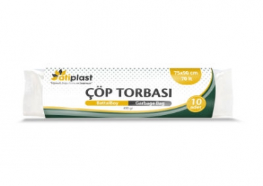 Atiplast Çöp Torbası Battal 75x90 Siyah 400gr 10li