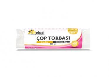 Atiplast Çöp Torbası Endüstriyel Orta Boy 55x60 Siyah 150gr 20lu