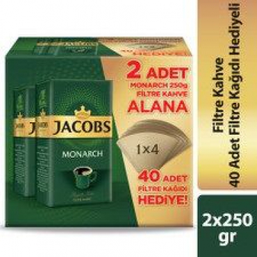 Jacobs Filtre Kahve 250gr x 2 Adet+Filtre Kağıdı Hediyeli