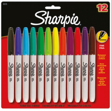 Sharpie Fine Permanent Markör 12 li Karışık Bls