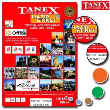 Tanex Laser Etiket 63.5mmx38.1mm TW-2021