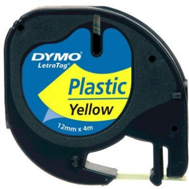 Dymo LetraTag Plastik Şerit Sarı 12mmx4m