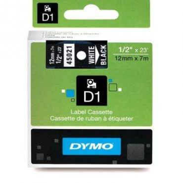 Dymo D1 Yedek Şerit 12mmx7m Siyah\/Beyaz 45021