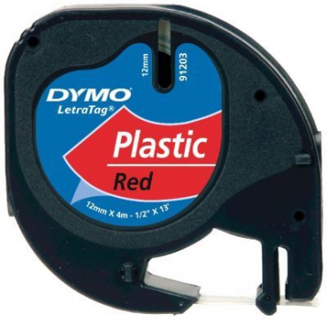 Dymo LetraTag Plastik Şerit Kırmızı 12mmx4m