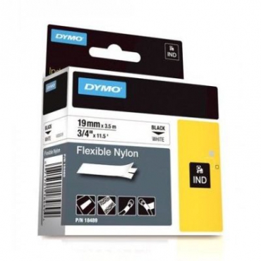 Dymo RhinoPro Esnek Naylon Şerit 19mmx3.5m Beyaz\/Siyah 18489