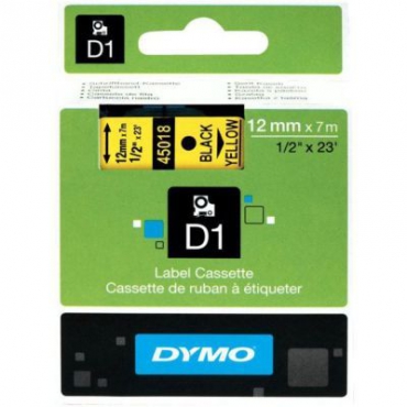 Dymo D1 Yedek Şerit 12mmx7m Sarı\/Siyah 45018