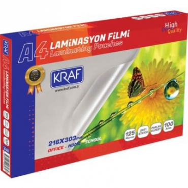 Kraf Laminasyon Filmi A4 125 Mic 100lü