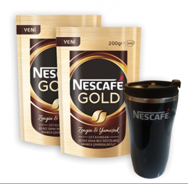 2 Adet Nescafe Gold 200gr Thermomug Hediyeli