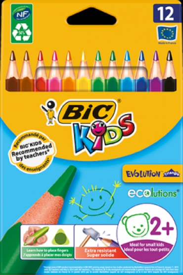 Bic Evolution Üçgen Jumbo Kuru Boya Kalemi 12li