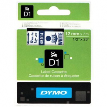 Dymo D1 12mmx7m Beyaz\/Mavi 45014