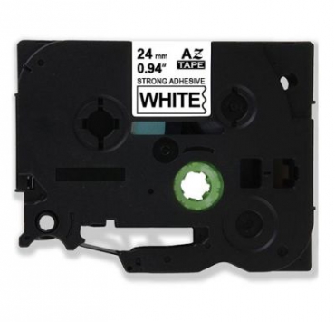 Muadil P-Touch TZ-tape 24mm Etiket Beyaz-Siyah 24AZE251