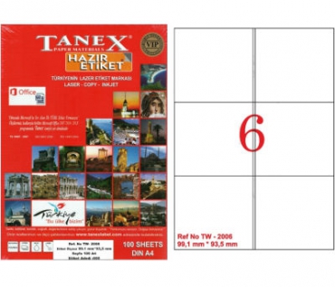 Tanex Laser Etiket 99.1mmx93.1mm TW-2006
