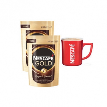 2 Adet Nescafe Gold Eko Paket 200gr Nescafe Bardak Hediyeli