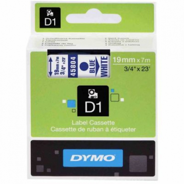 Dymo D1 19mmx7m Beyaz\/Mavi 45804