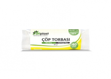 Atiplast Çöp Torbası Mini Şeffaf 80gr 40X50 40li