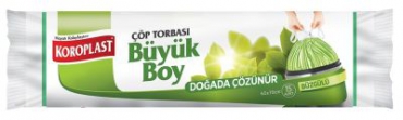 Koroplast Çöp Torbası 65x70cm BüyükBoy Büzgülü Doğada Çözünür